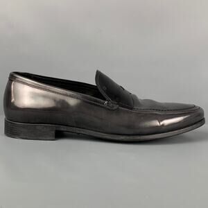 GIORGIO ARMANI Size 11 Charcoal Black Ombre Leather Slip On Loafers